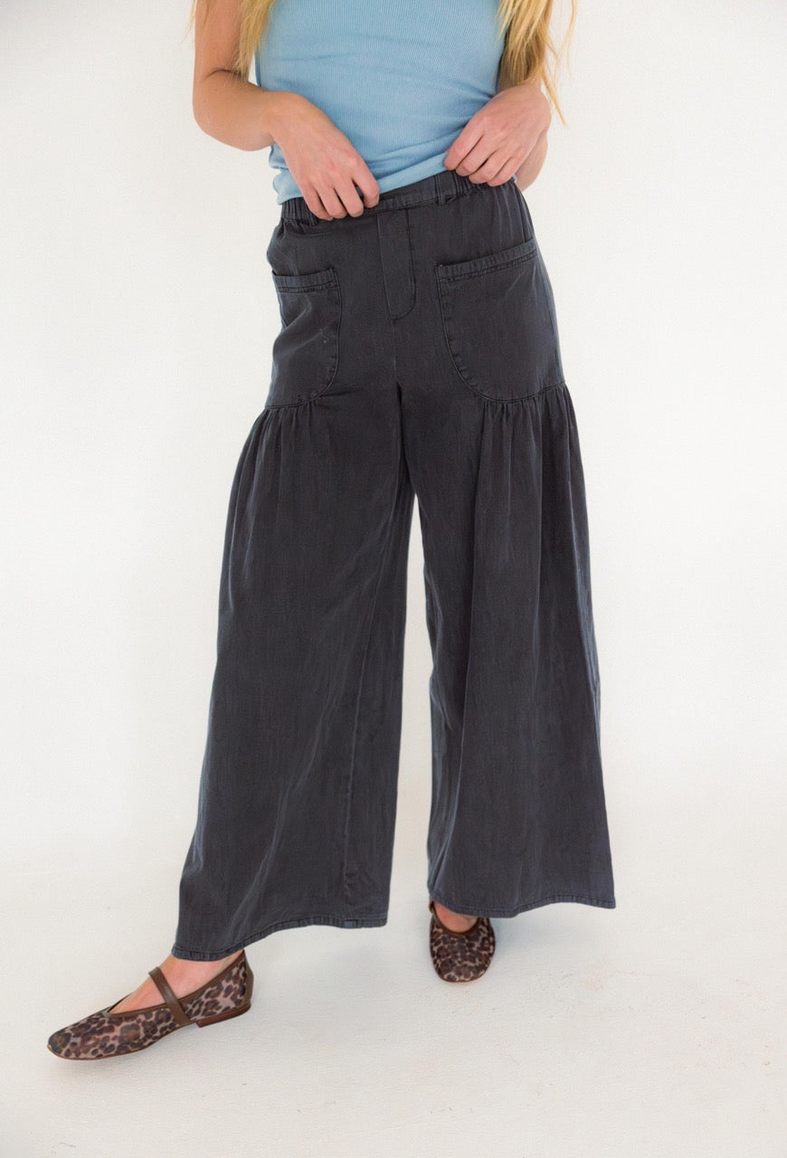 Half Elasticized Waist Tiered Pants