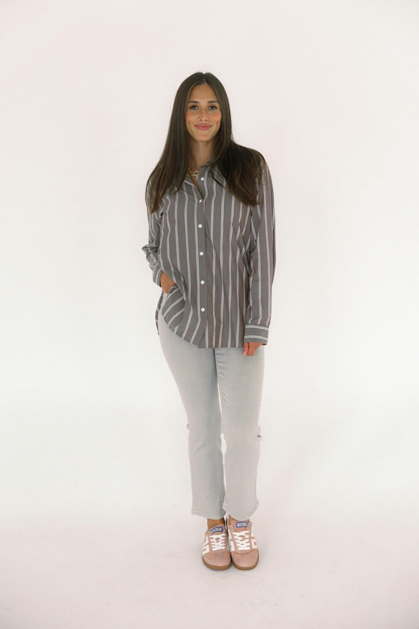 Seaport Striped Poplin Shirt - Sandalwood