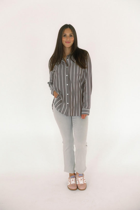 Seaport Striped Poplin Shirt - Sandalwood
