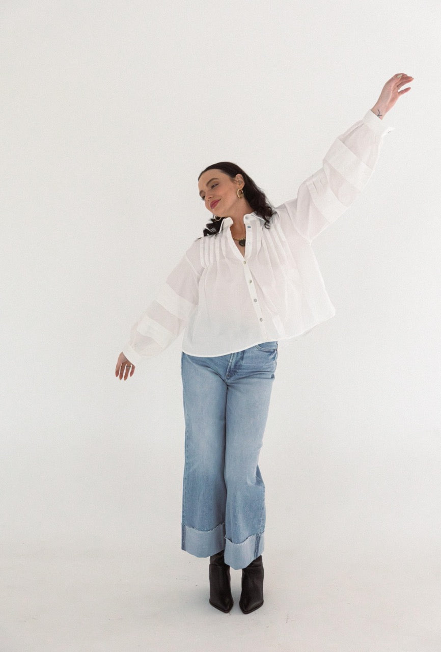 Pleat Detailed Button Down Shirt