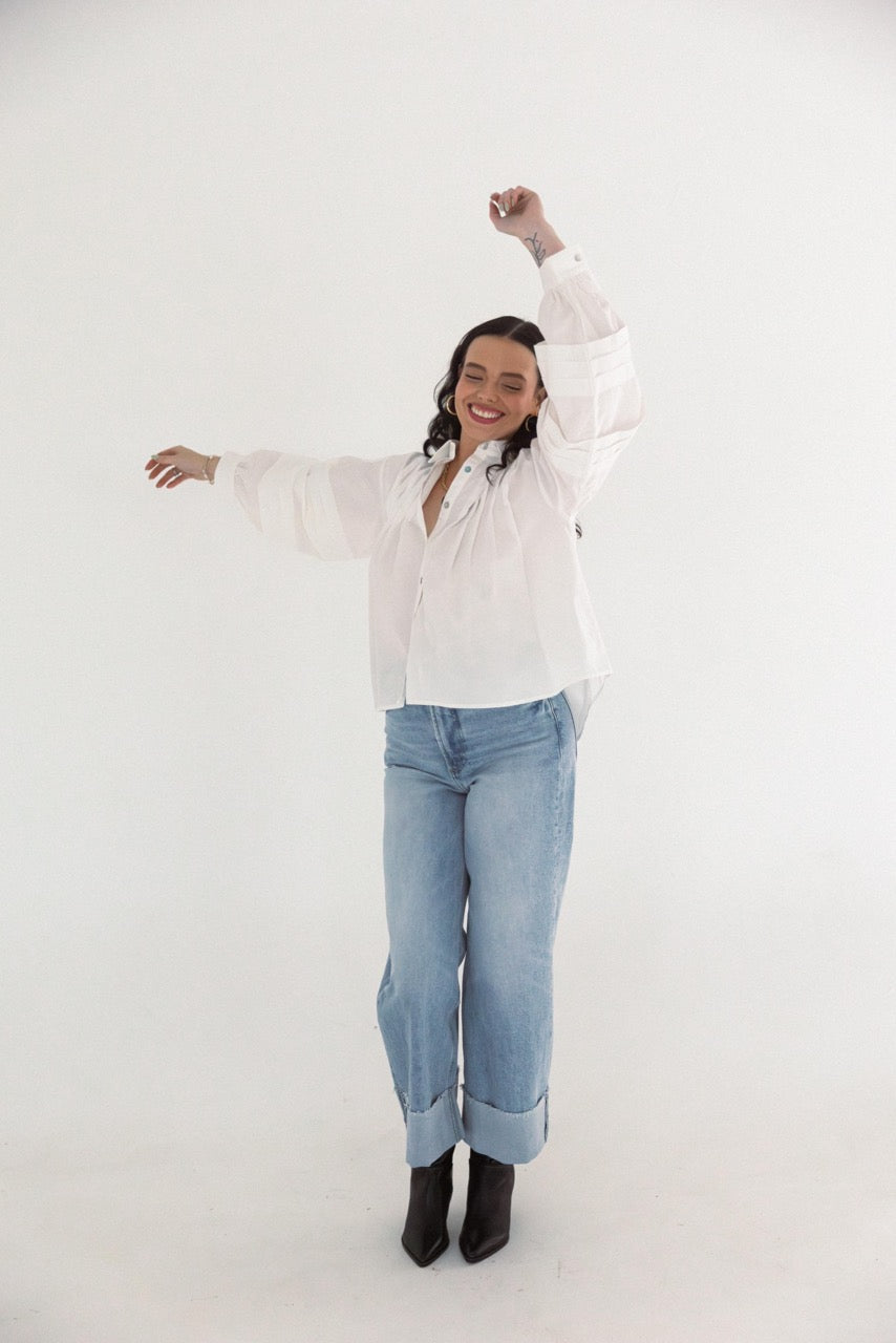 Pleat Detailed Button Down Shirt