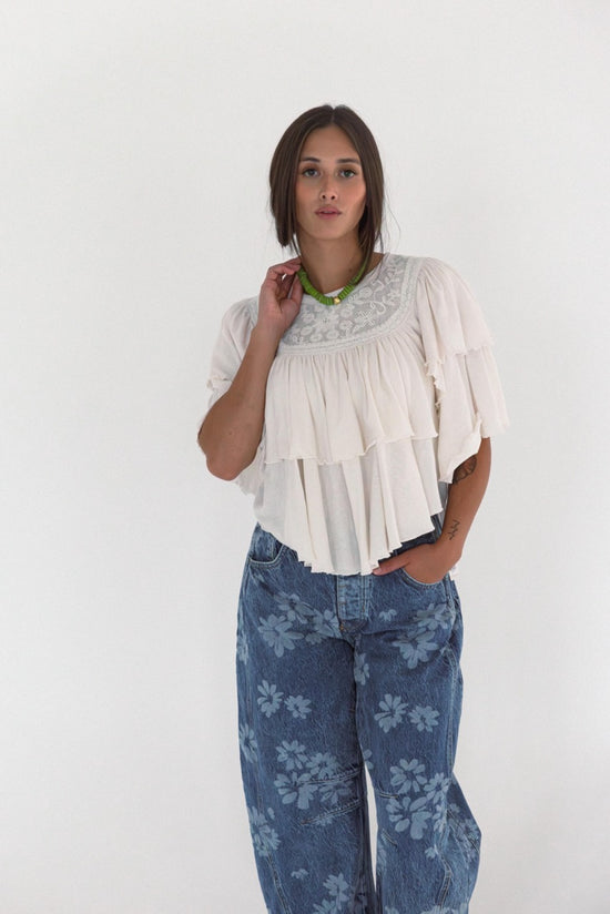 Free People - Good Luck Printed Barrel Jean