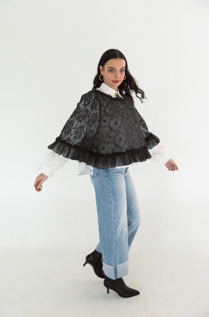 Free People - Carly Cape Top - Bitumen
