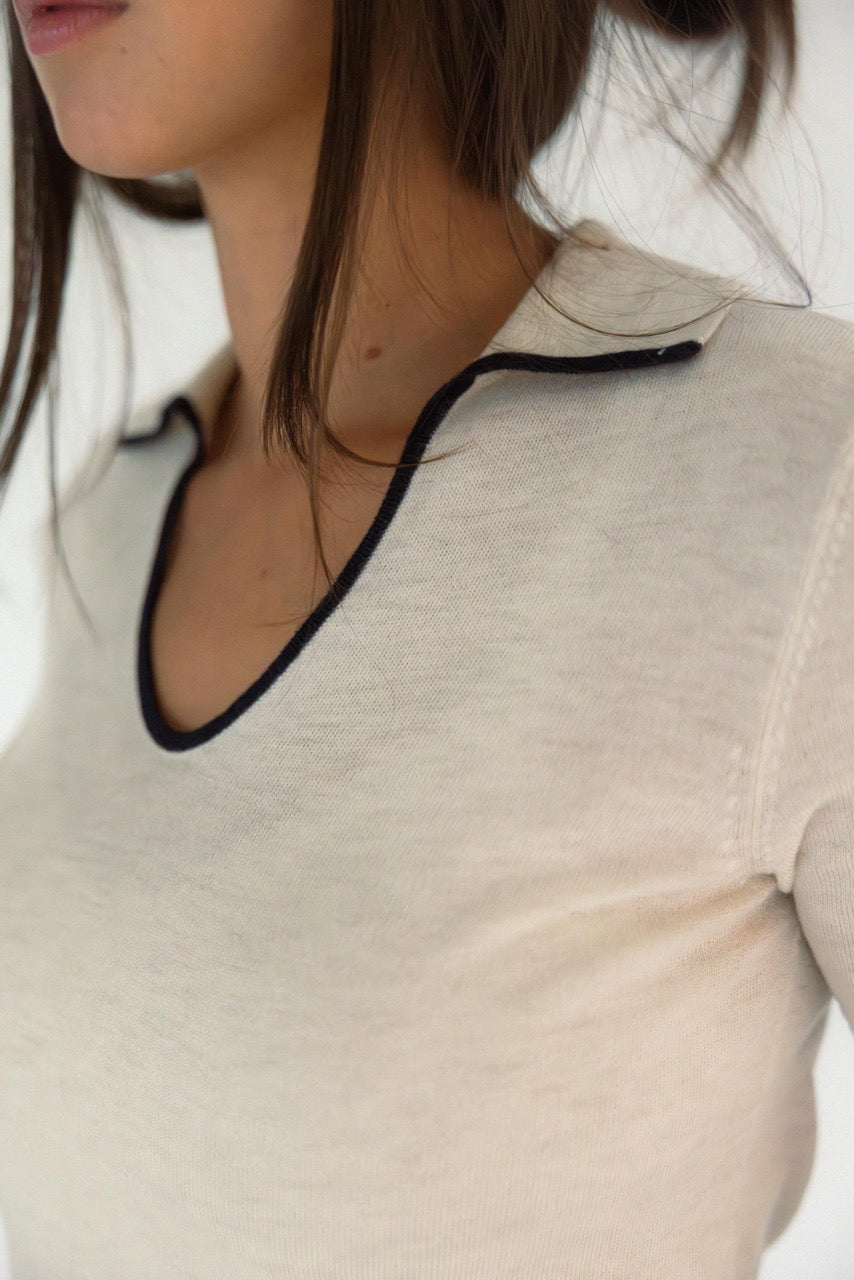 Short Sleeve UNeck Polo Sweater