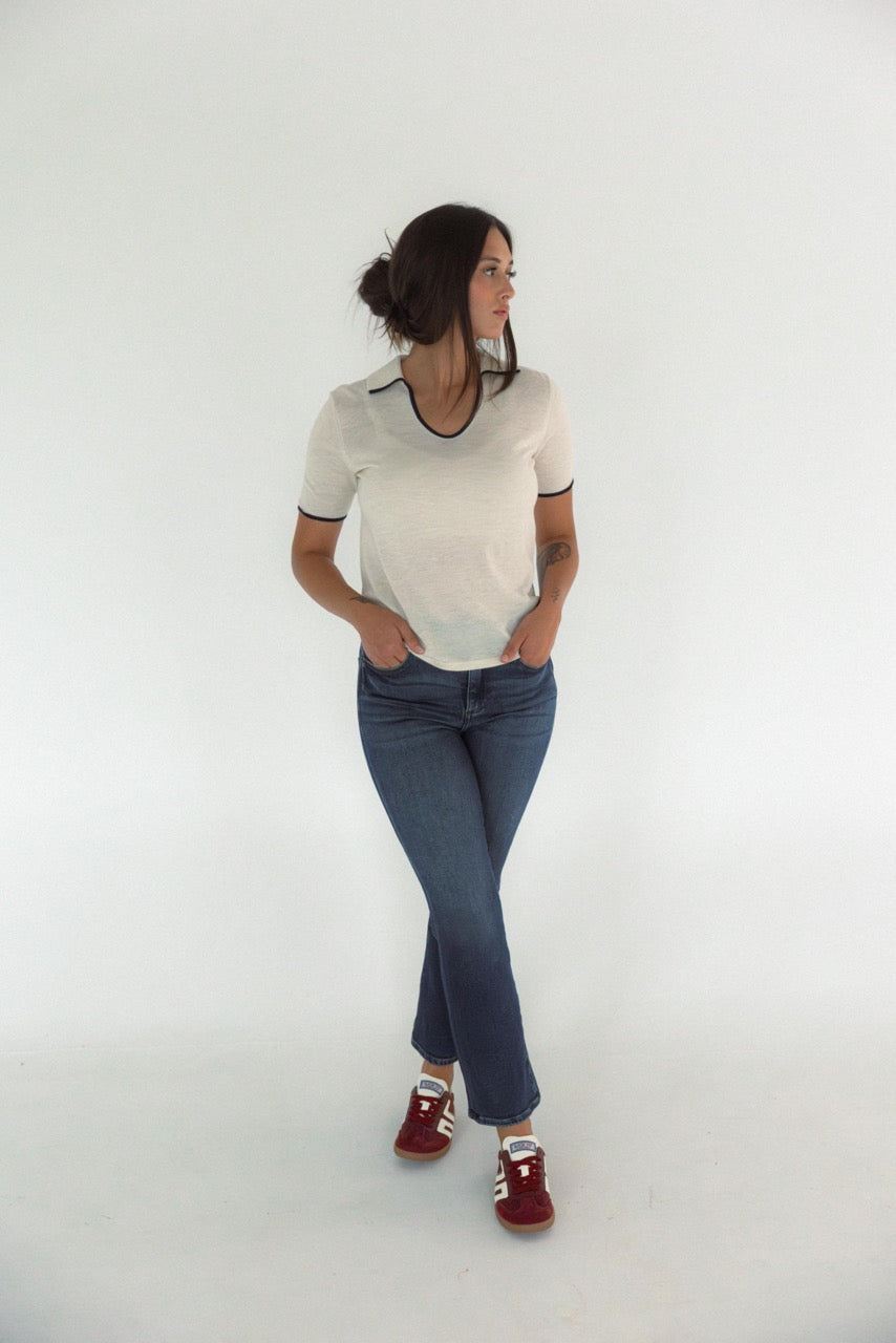 Short Sleeve UNeck Polo Sweater
