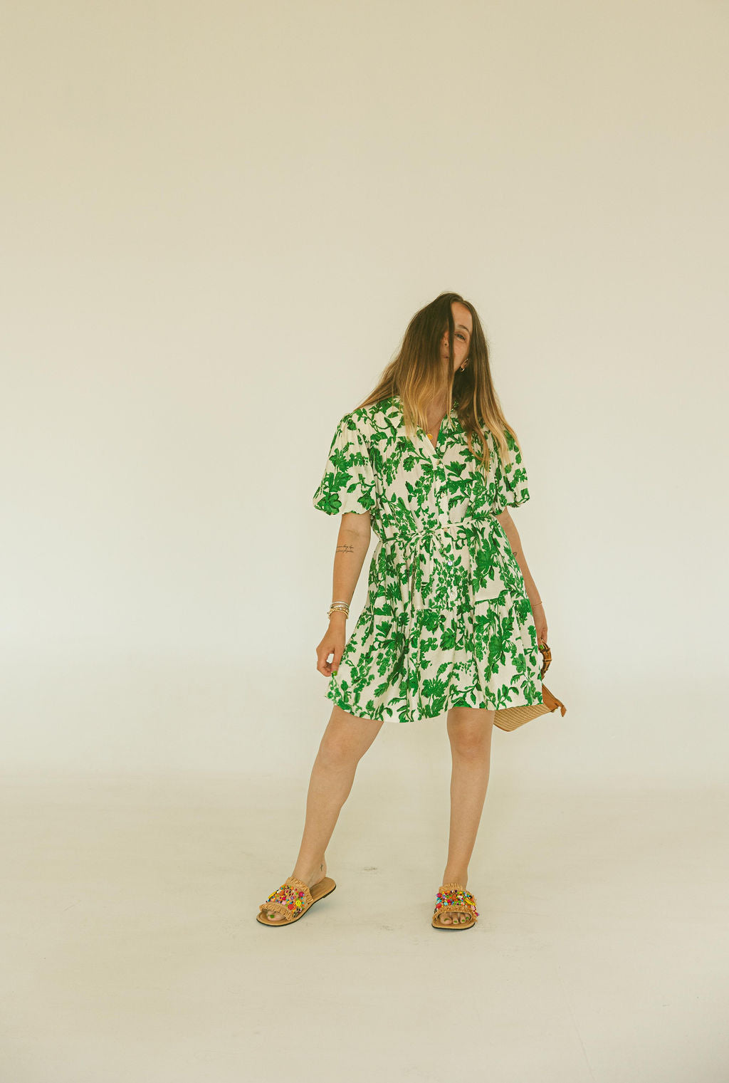 Floral Printed Button Down Mini Dress