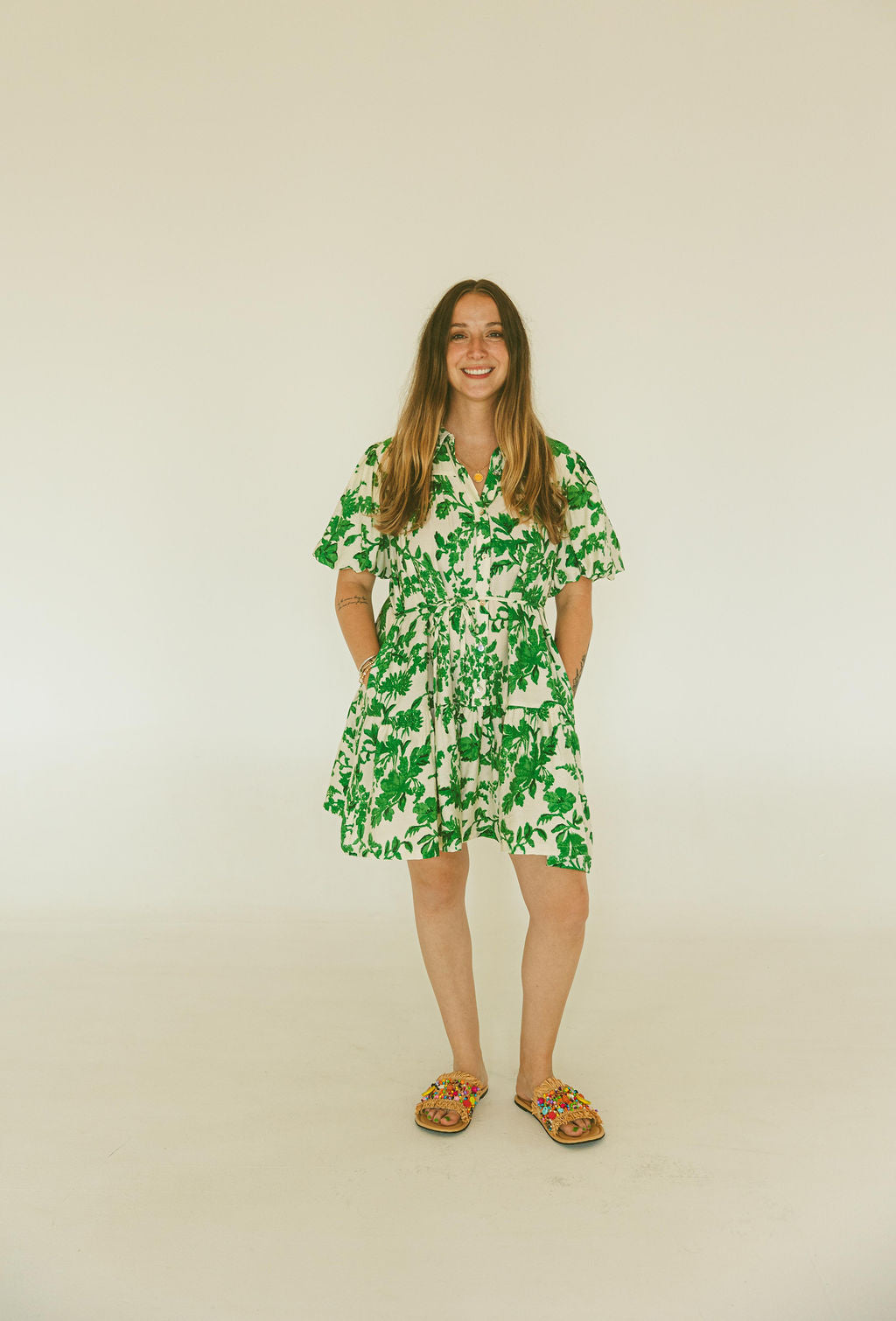 Floral Printed Button Down Mini Dress