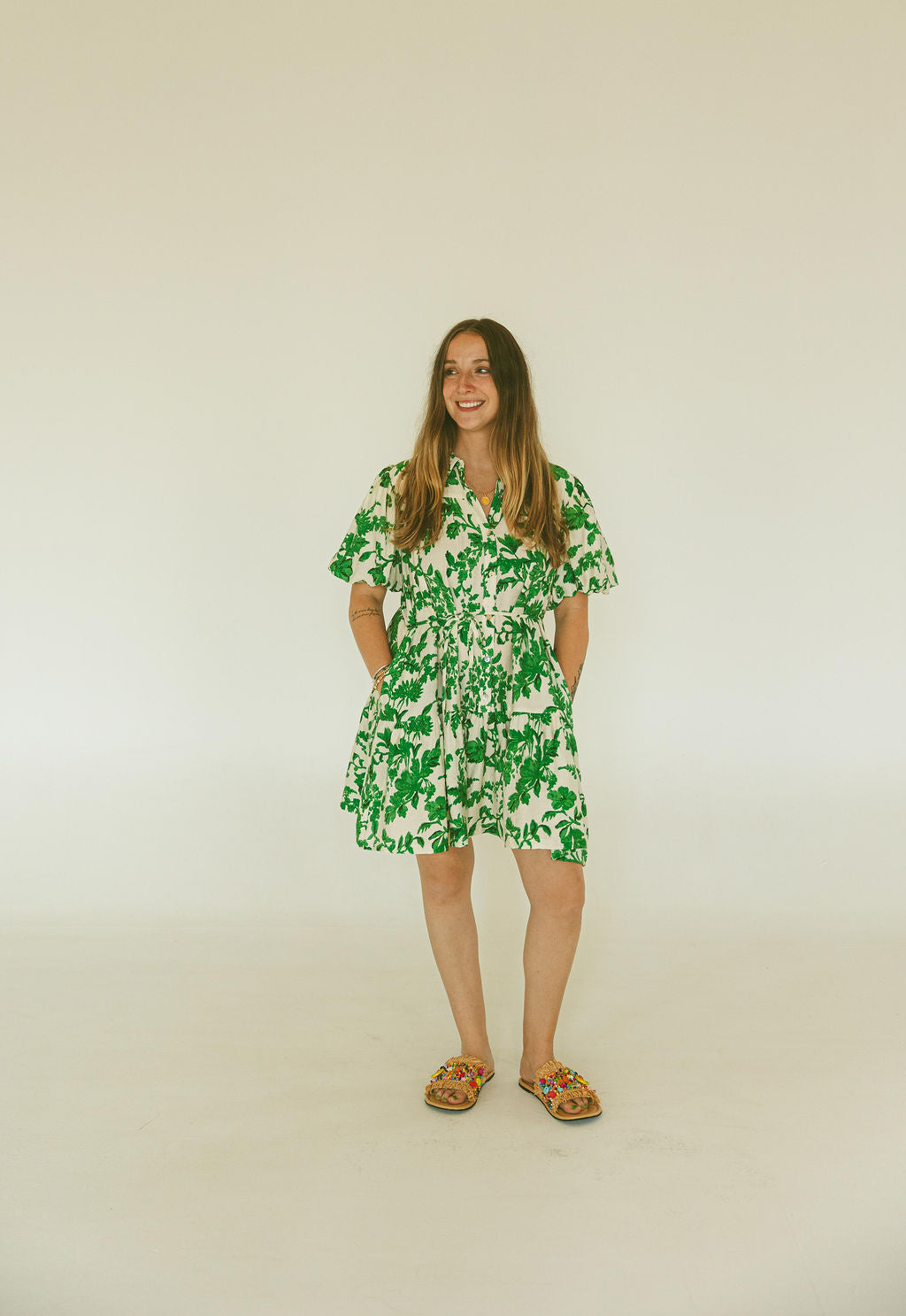 Floral Printed Button Down Mini Dress