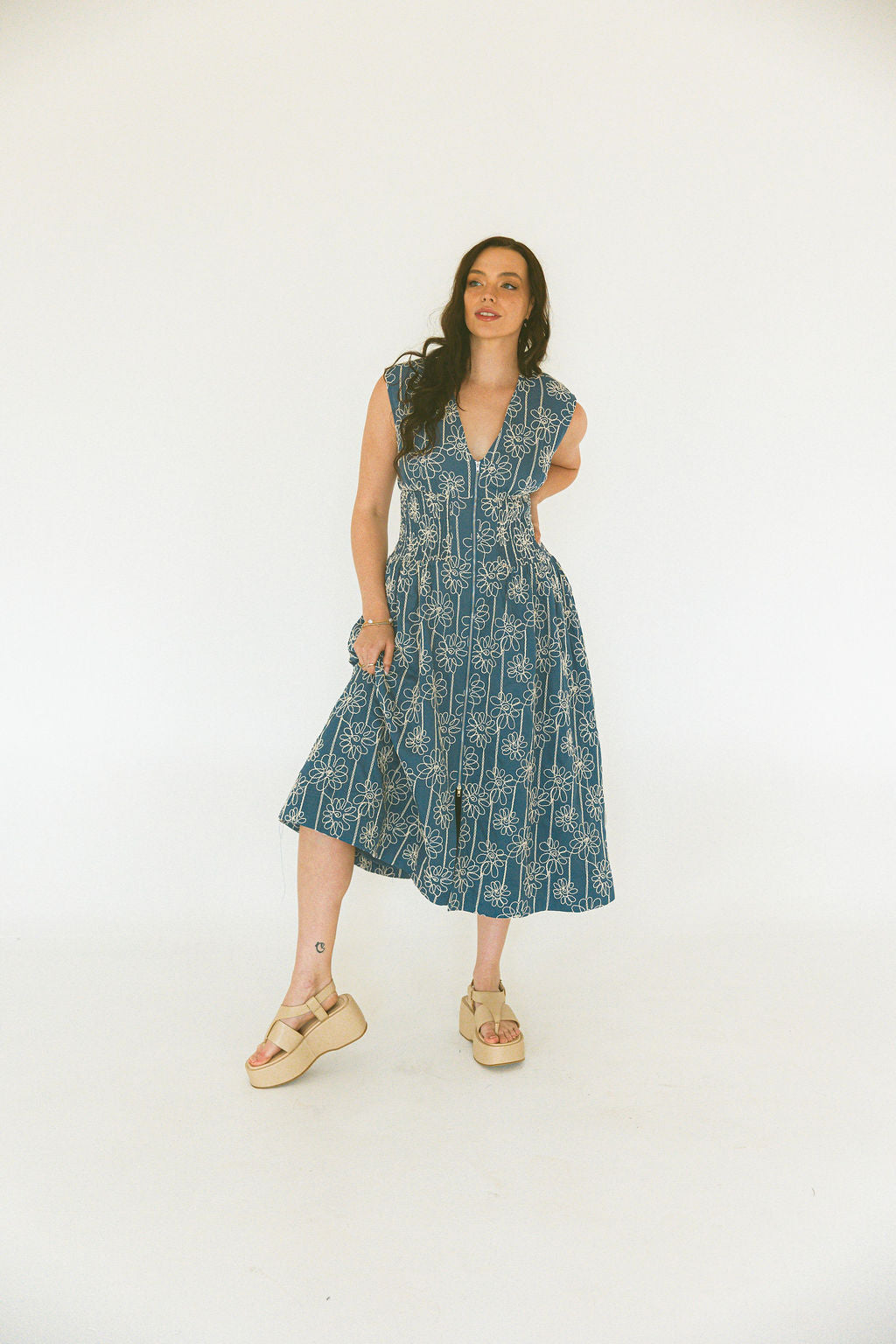 Front Zip Midi Dress