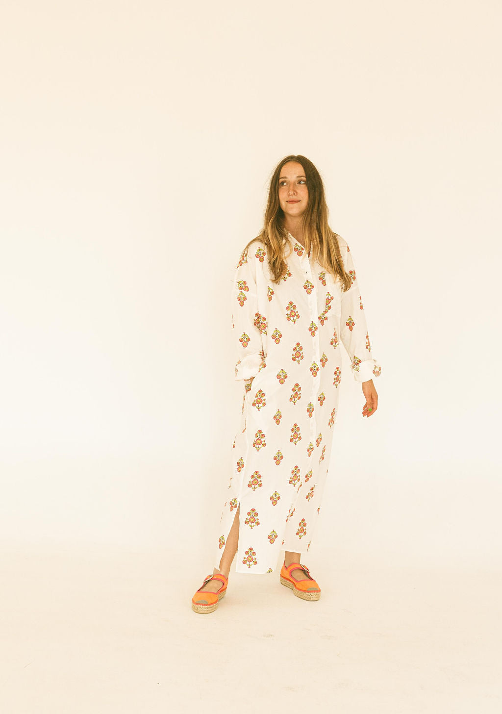 Digital Floral Shirt Dress Maxi