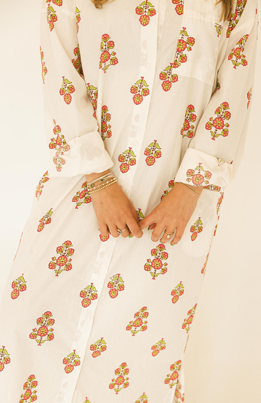 Digital Floral Shirt Dress Maxi