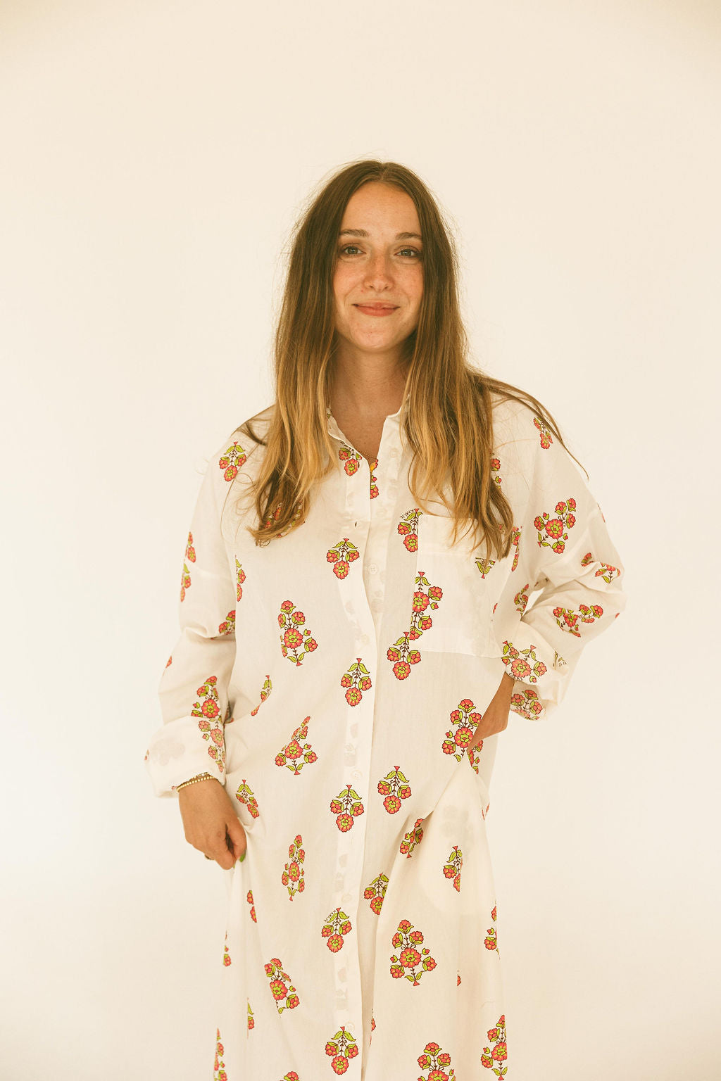 Digital Floral Shirt Dress Maxi