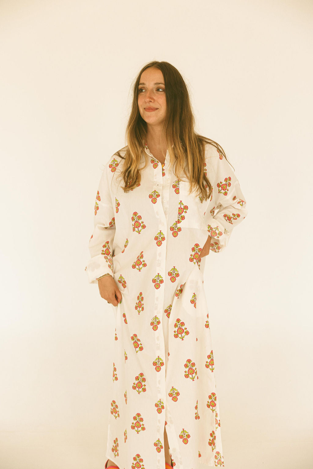 Digital Floral Shirt Dress Maxi
