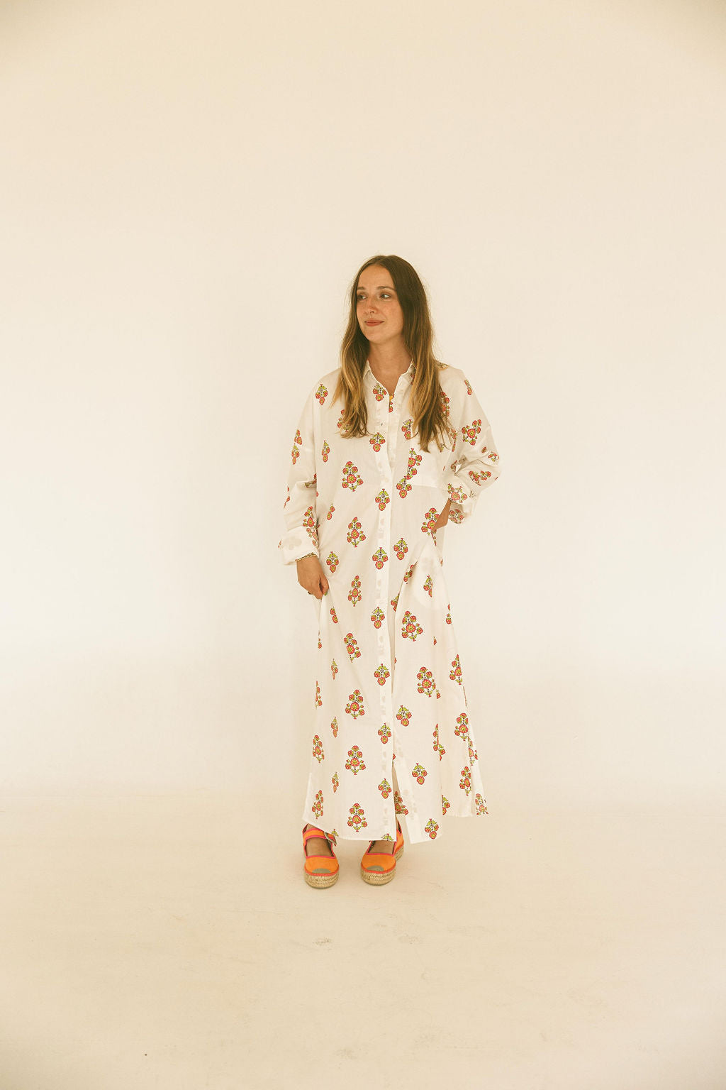 Digital Floral Shirt Dress Maxi