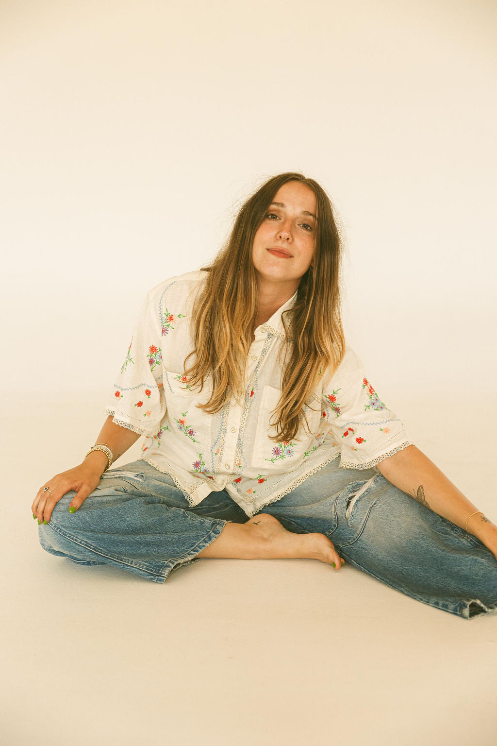 Free People - Emma Embroidered Top