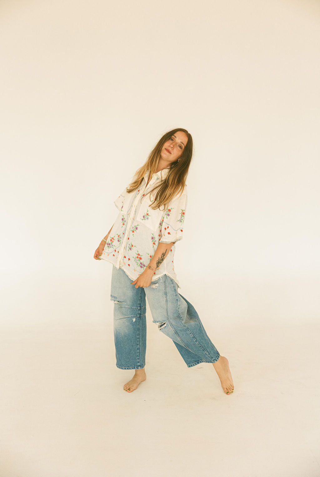 Free People - Emma Embroidered Top
