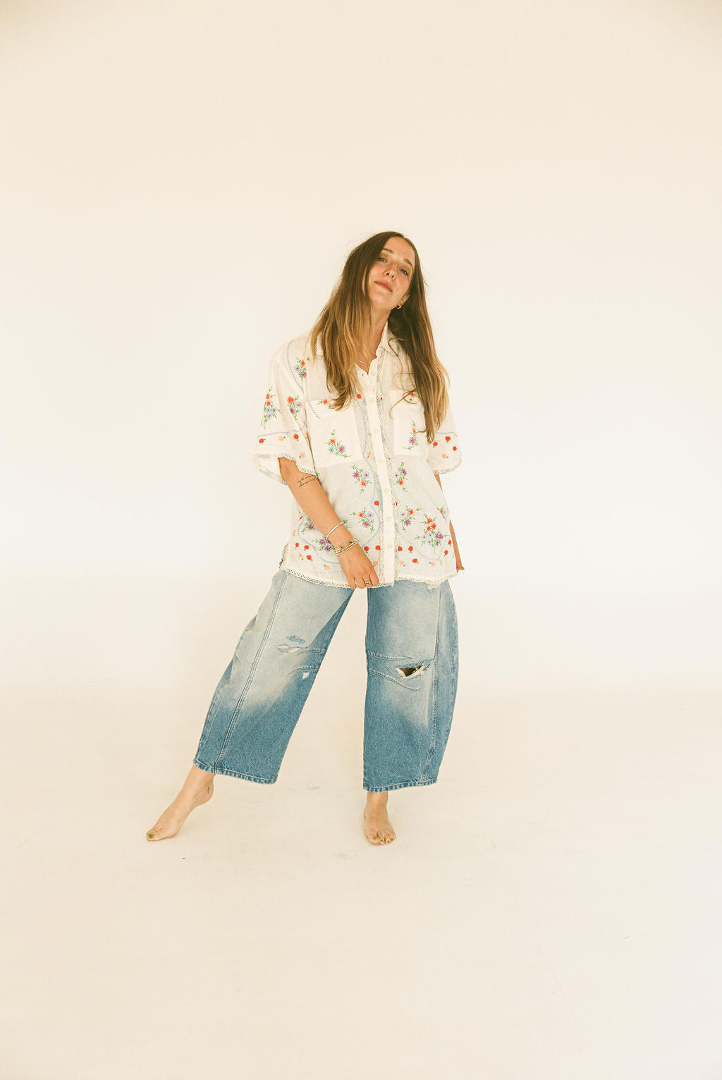 Free People - Emma Embroidered Top