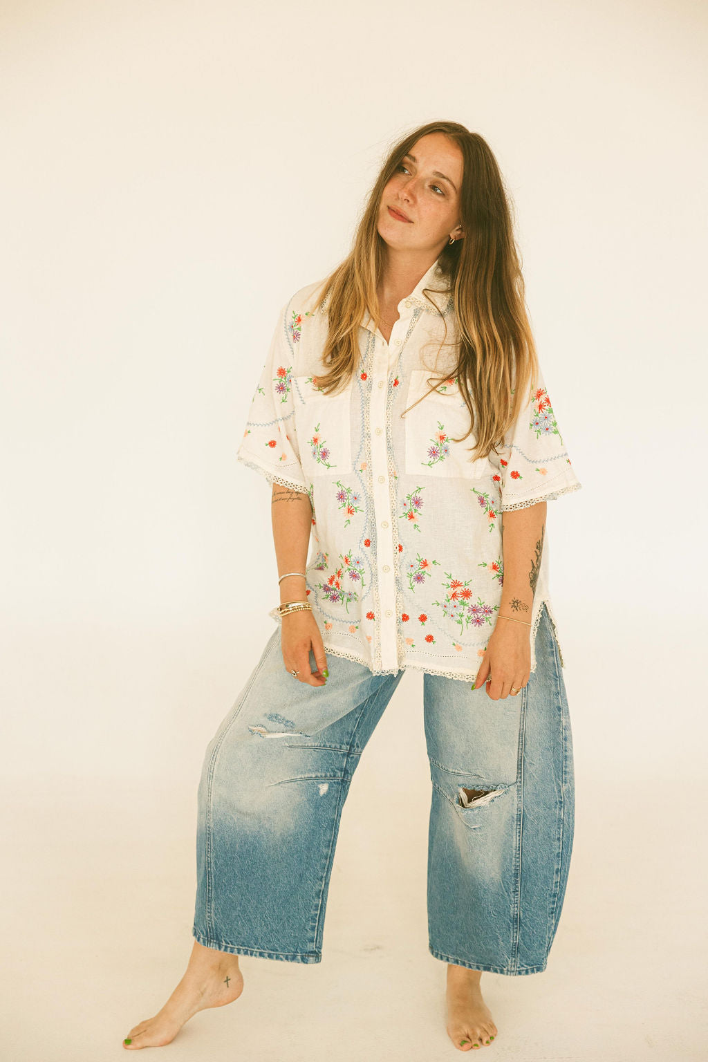 Free People - Emma Embroidered Top