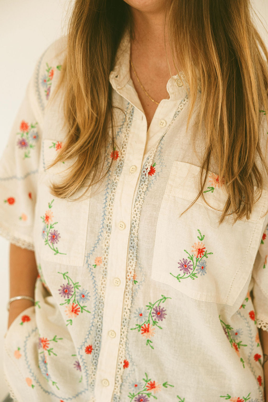 Free People - Emma Embroidered Top