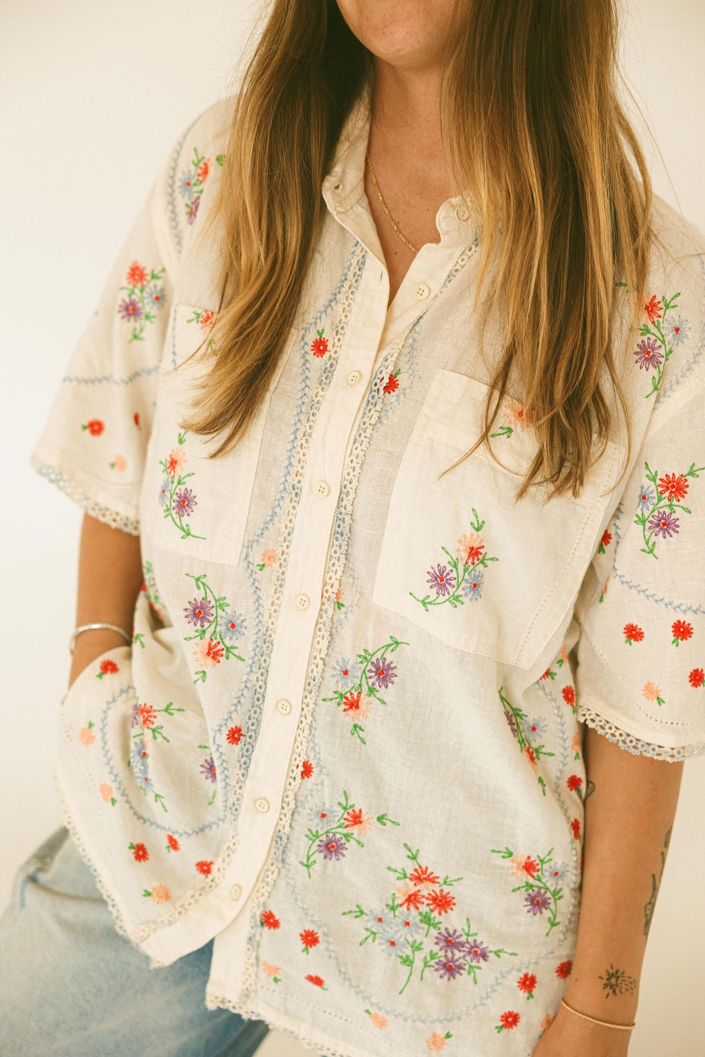 Free People - Emma Embroidered Top