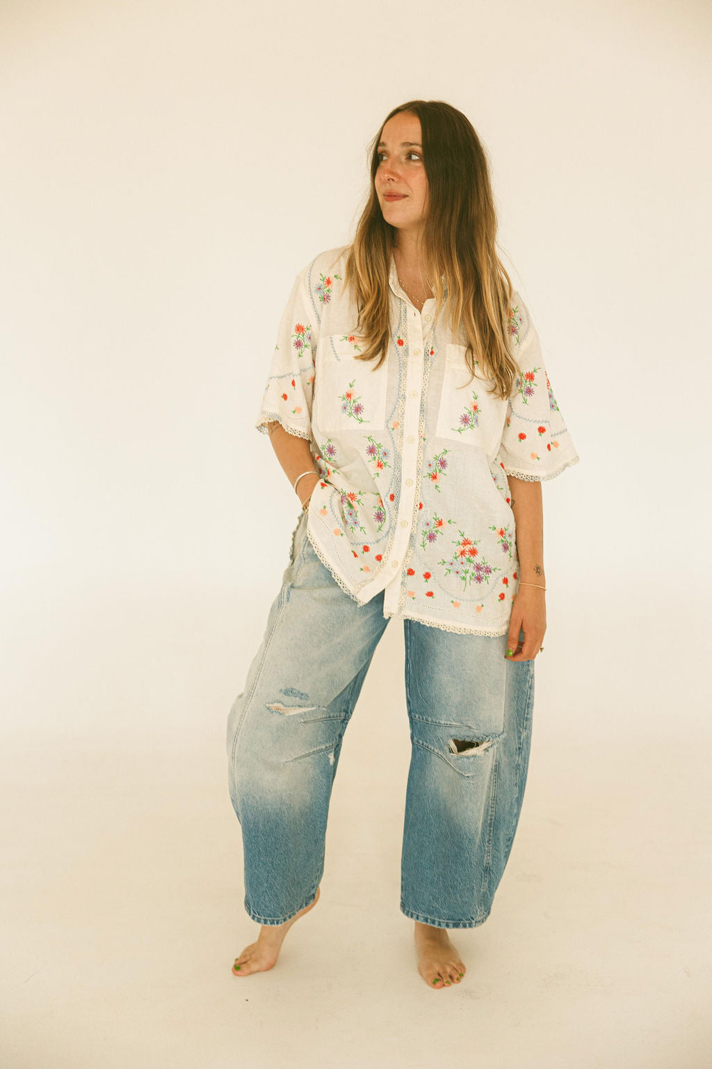 Free People - Emma Embroidered Top