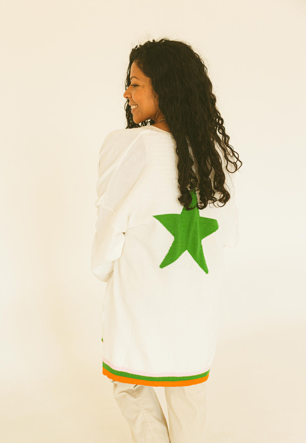 White Knit Star Cardigan