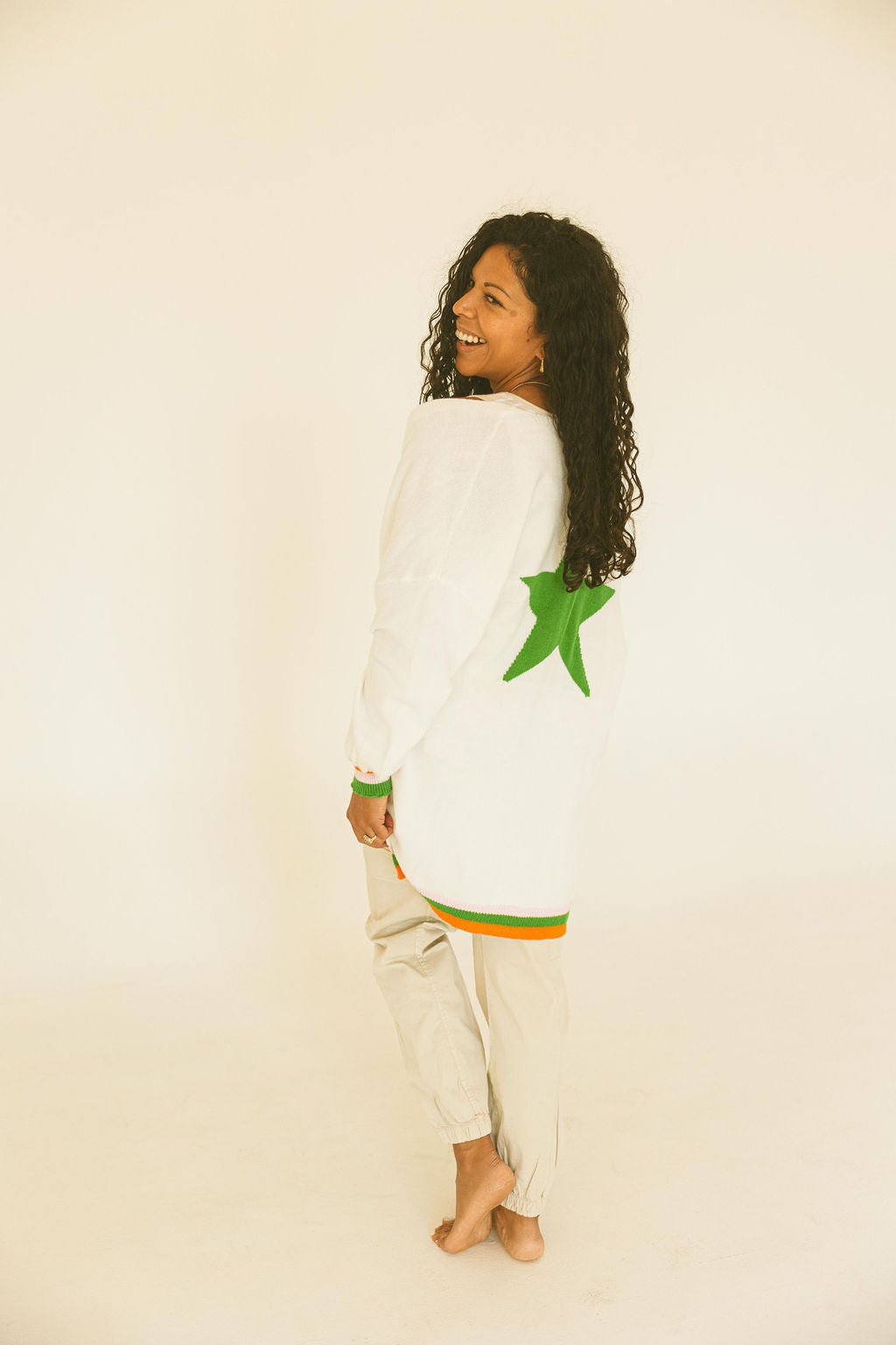 White Knit Star Cardigan