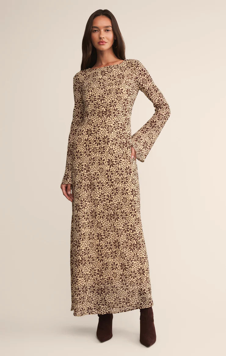Campbell Dloral Maxi Dress Chocolate Cherry