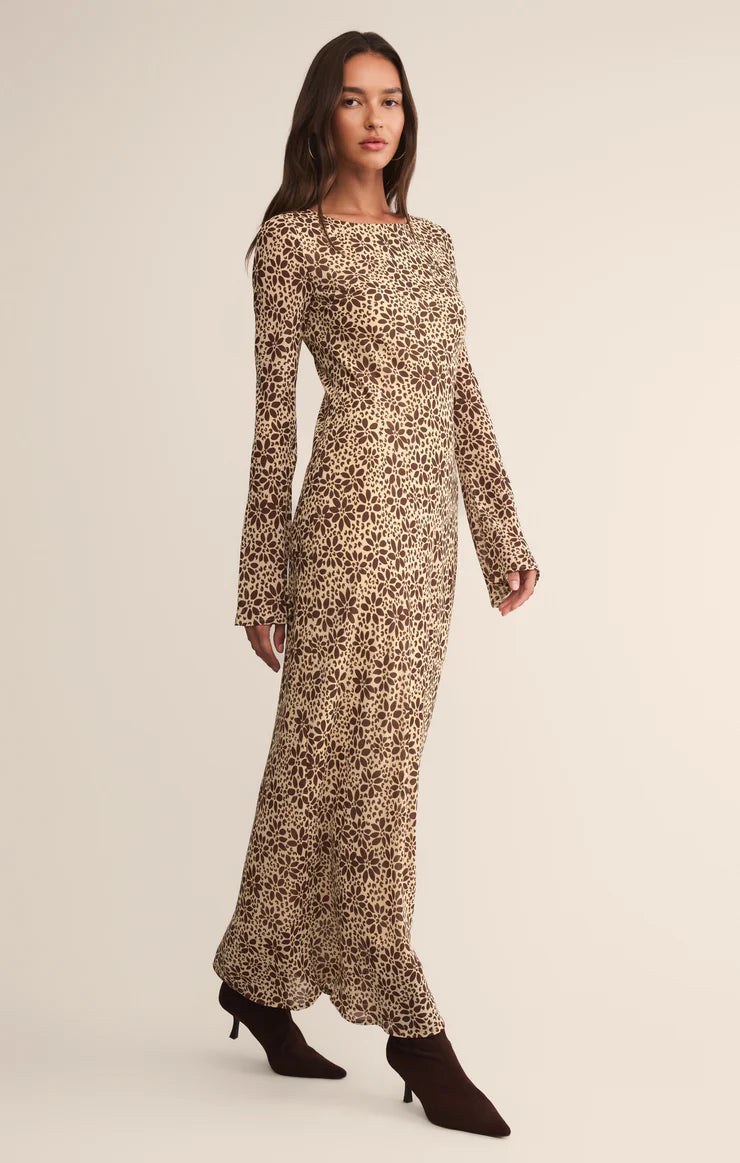 Campbell Dloral Maxi Dress Chocolate Cherry