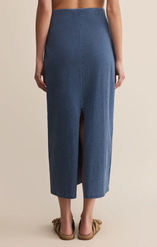 Gail Jersey Denim Midi Skirt - Vintage Indigo