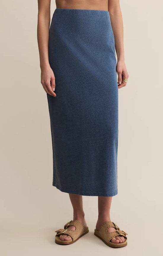 Gail Jersey Denim Midi Skirt - Vintage Indigo