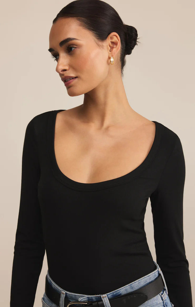 Second Skin Scoop Neck Top - Black