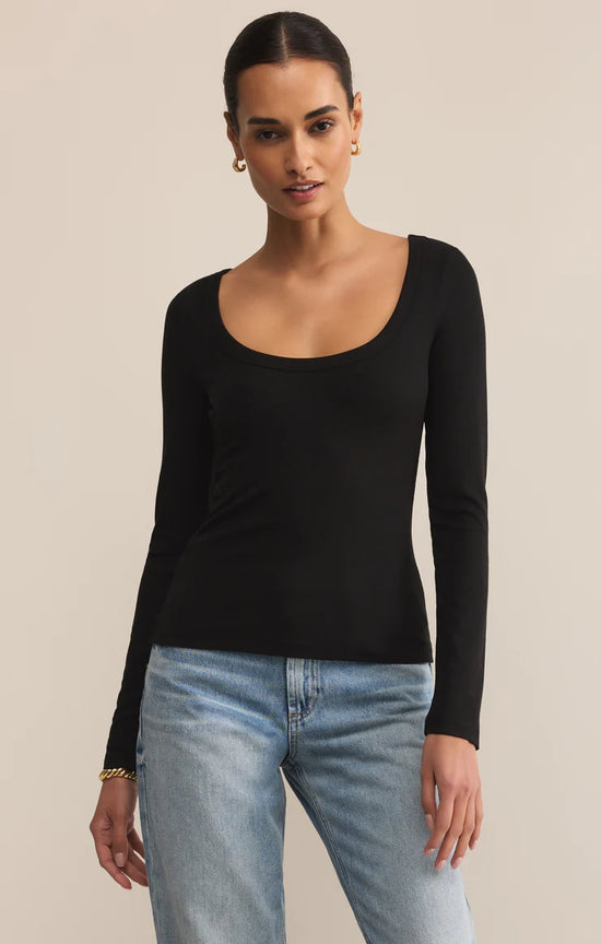 Second Skin Scoop Neck Top - Black