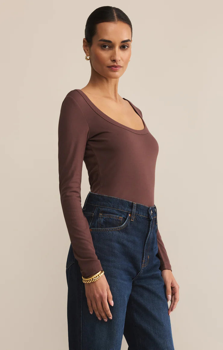 Second Skin Scoop Neck Top - Sandalwood