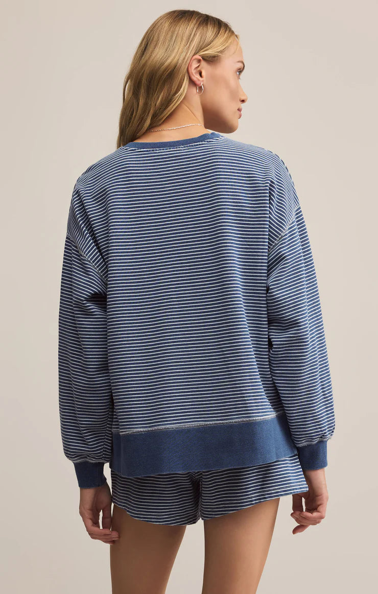 Apollo Striped Sweatshirt - Vintage Indigo