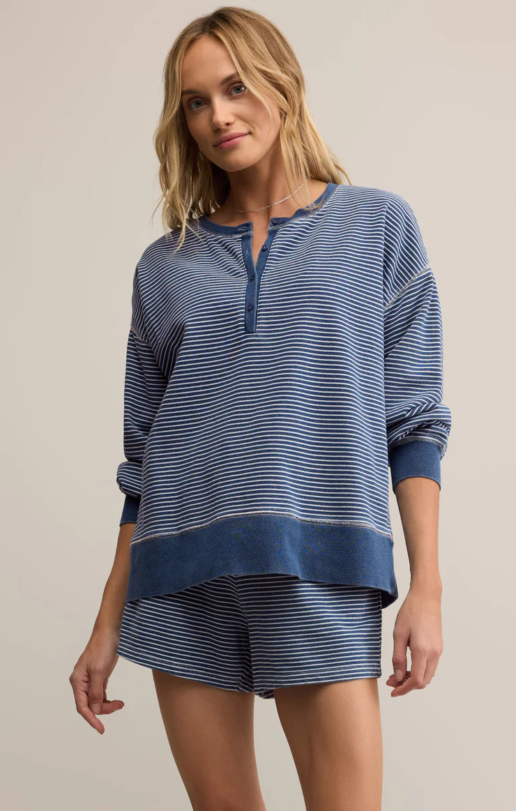 Apollo Striped Sweatshirt - Vintage Indigo