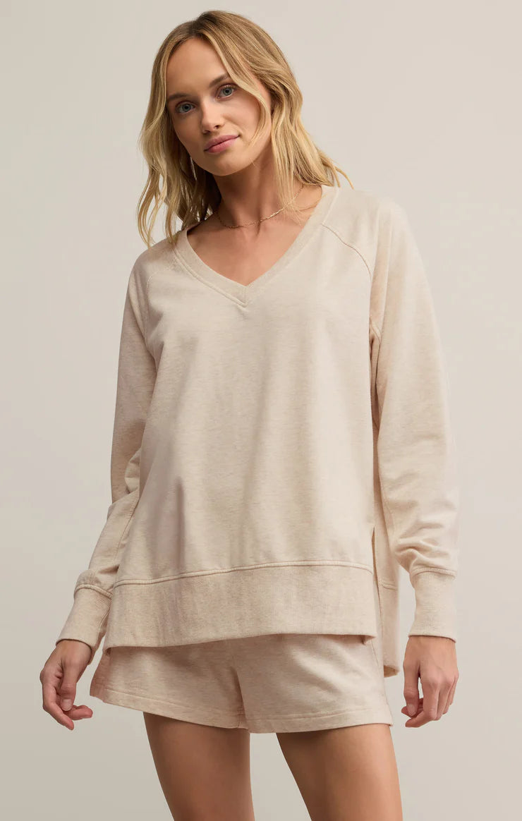Weekender V Neck - Light Oatmeal Heather