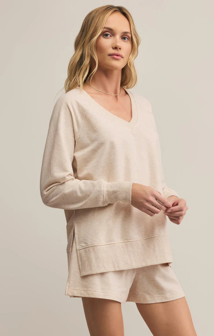 Weekender V Neck - Light Oatmeal Heather