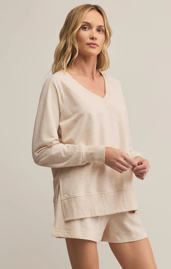 Weekender V Neck - Light Oatmeal Heather