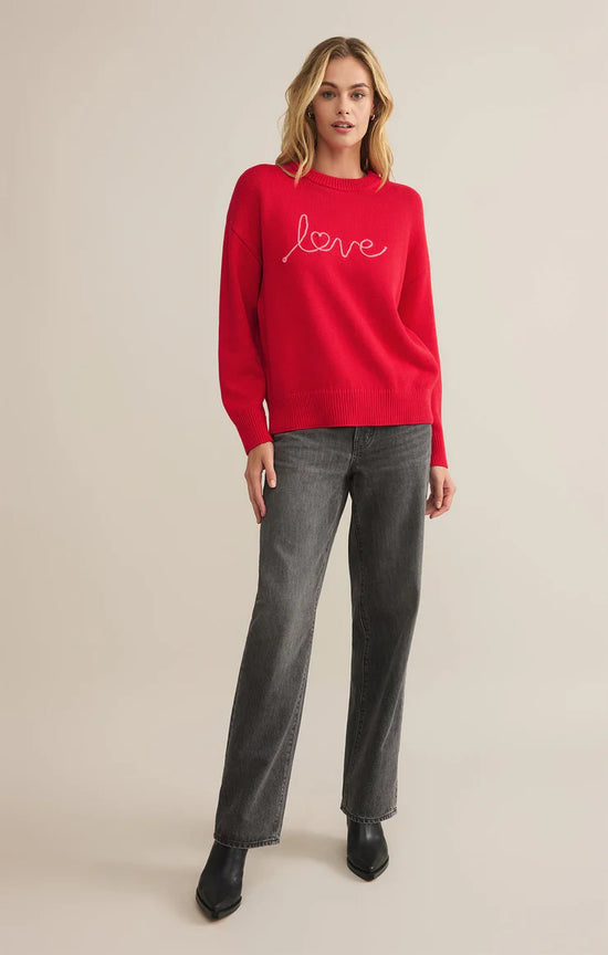 Love Notes Boyfriend Sweater Cherry