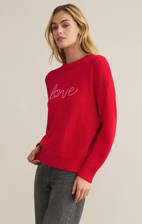 Love Notes Boyfriend Sweater Cherry