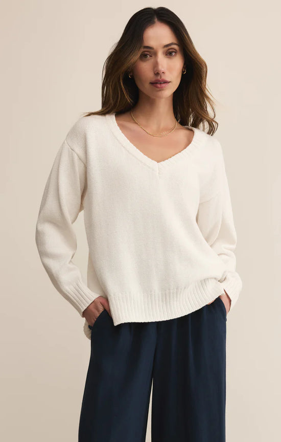 All Around V-Neck Sweater - White