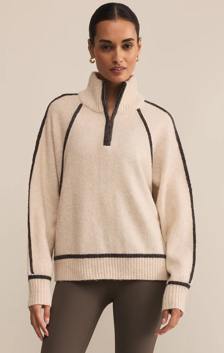 Alps Half Zip Sweater - Light Oatmeal Heather