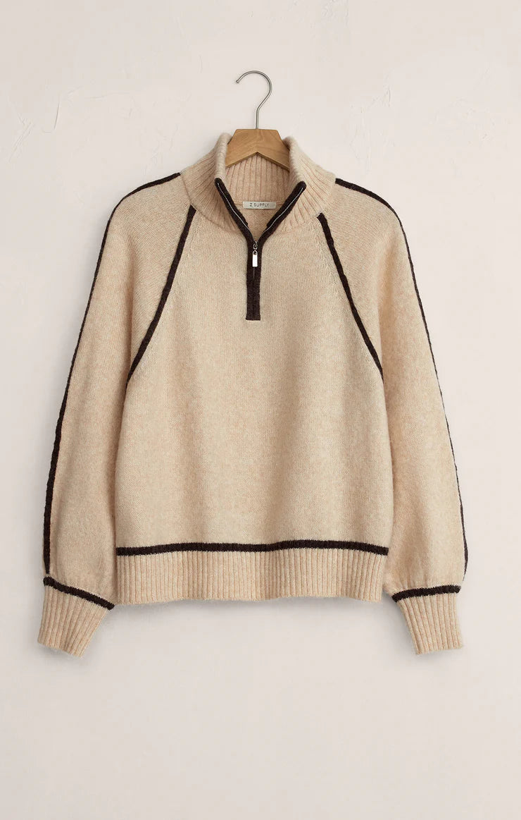 Alps Half Zip Sweater - Light Oatmeal Heather