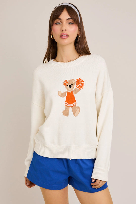 Long Sleeve Crew Neck Teddy Bear Graphic Sweater
