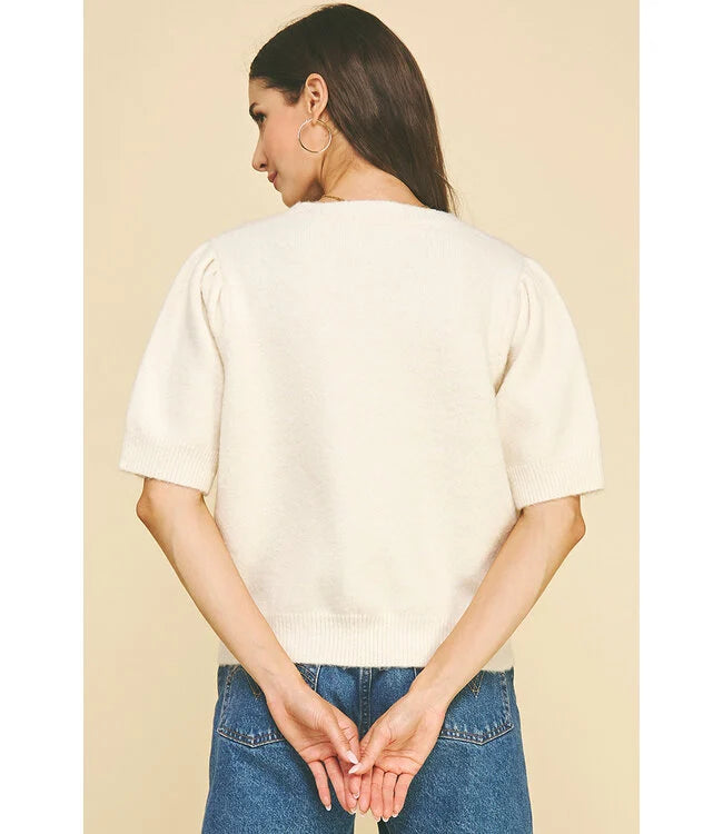 Heart Pattern Knit Sweater