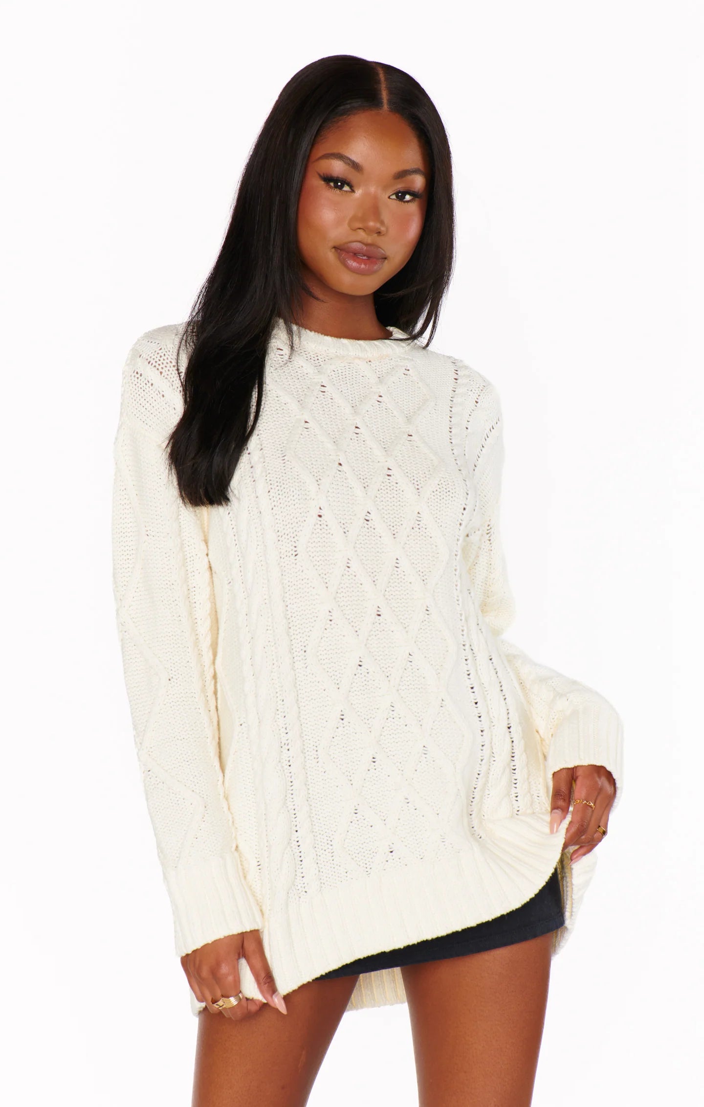 Show Me Your Mumu - Day To Day Sweater Cream Cable Knit