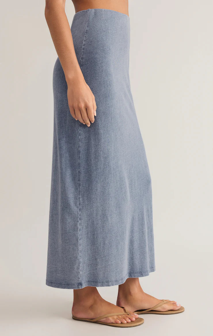 Gail Jersey Denim Midi Skirt Medium Indigo