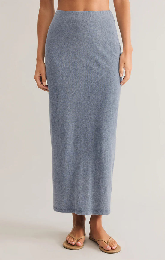 Gail Jersey Denim Midi Skirt Medium Indigo