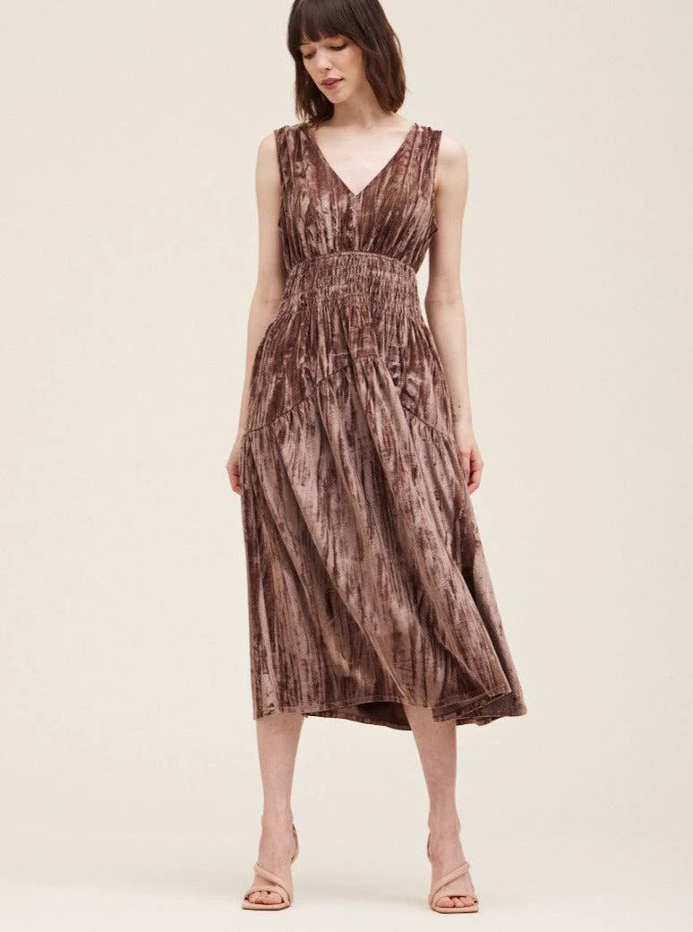 Load image into Gallery viewer, Smocked Waist Velvet Dress
